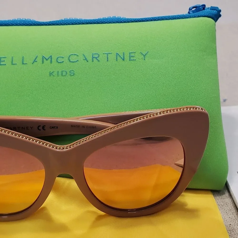 Stella McCartney Kids Pink Cat Eye Mirror Sunglasses SK0001S003